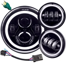 Eagle Lights 7" Black Halo LED Headlight Spot Light Kit '14 - '23 Harley Touring