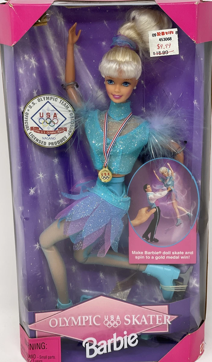 Mattel Olympic Figure Skater Barbie USA #18501 1997 Skate and Spin 90s Doll