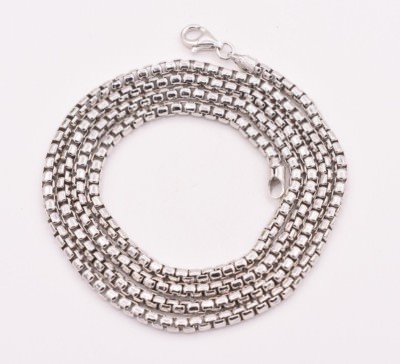 3mm Round Box Chain Necklace Sterling Silver Platinum-Plated Anti Tarnish 925