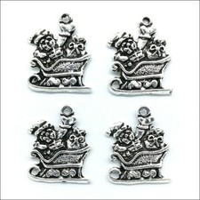 Lot 50pcs Xmas Santa Claus Antique Silver Charms Pendants For Earrings Bracelet