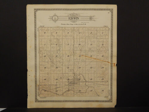 Carte du comté de Kansas, Phillips, 1917 canton de Kirwin ou vallée P3#42 - Photo 1/2