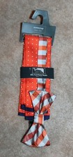 ARROW Men's BOW TIE  POCKET SQUARE SET 100 silk; orange/blue NEW W/ TAGS