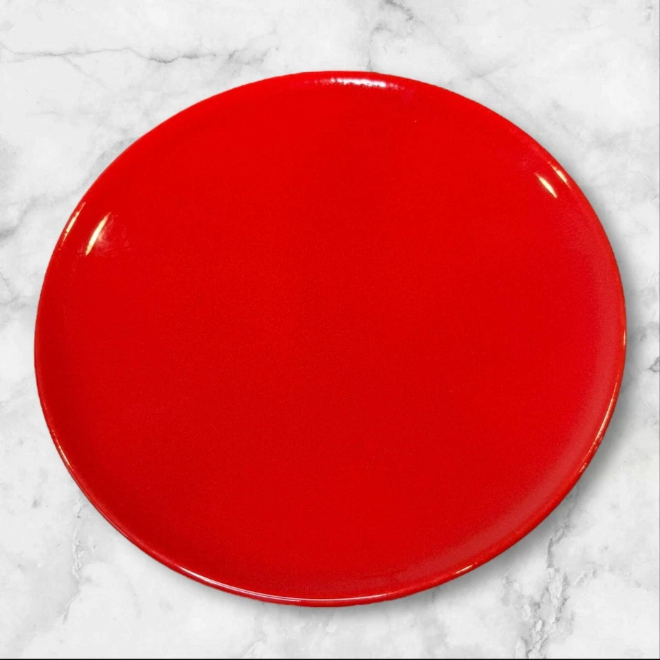 Crate & Barrel Red Stoneware Dinner Plates | Set of 4 | Excellent Condition - Image 2 of 4