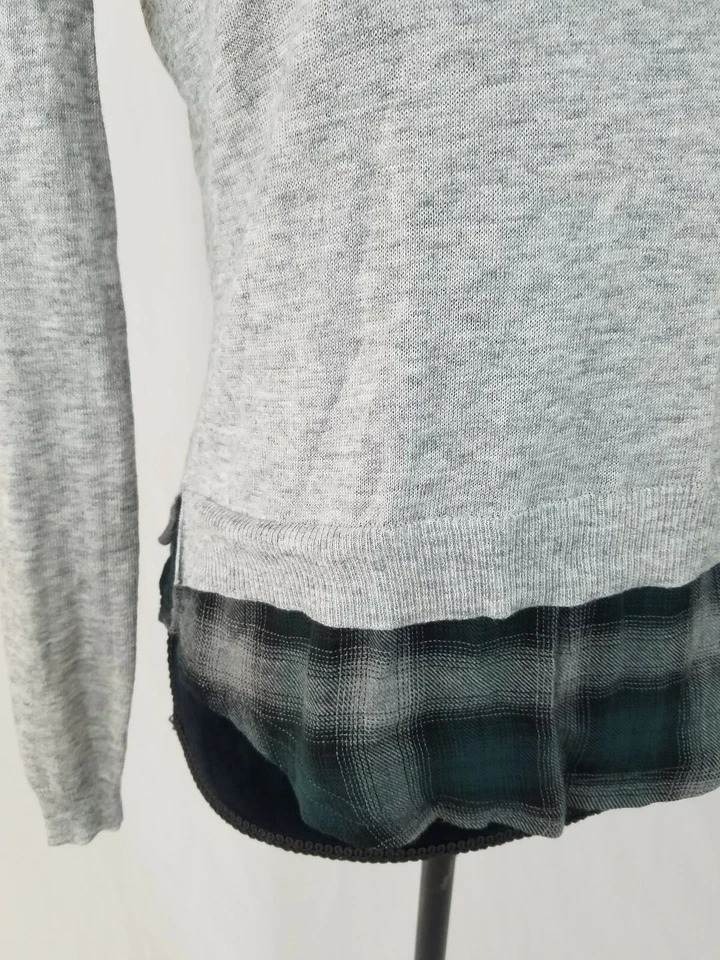 Joe's Jeans Mujer XS Azul Suéter Brezo y Cuadros Mezcla Cachemira Manga Larga Foto 3 de 4