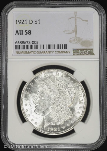 1921-D $1 Morgan Silver Dollar NGC AU 58