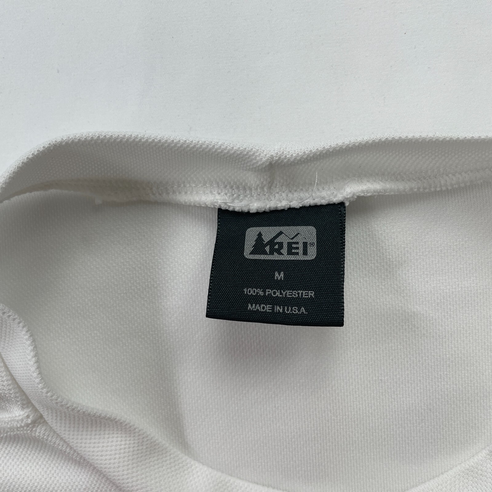 REI Cycling Shirt Mens Medium White Solid Casual Zip Pocket Polyester