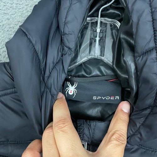 Spyder Puffer Jacket Kids Large Dark Blue Full Zip Hooded Zipped Pockets Outdoor - Picture 5 of 14