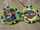 Genuine Harley Davidson Lizard Poker Chip - San Juan Puerto Rico - Lt Green Met