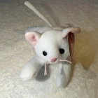 Vintage 1999 Teenie Beanie Babies FLIP THE CAT White Bean Bag W/Tag pre-owned