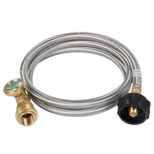 5FT Propane Tank Extension Hose with Gauge Replacement for Propane Tank, RV, ...