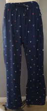 NWT Life is Good Navy Elastic/Drawstring Pajama Pants Bottoms Dog Prints Size L