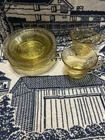 Vintage Depression Glass Patrician Yellow Amber, 4 Saucers 2 Cups Antique