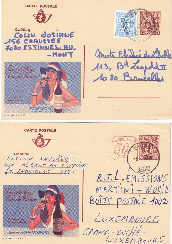 BELGIEN WEIN / WIJN / WINE 1966/82, 6 verschiedene WERBE-/REKLAME-GANZSACHEN - Bild 3 von 4
