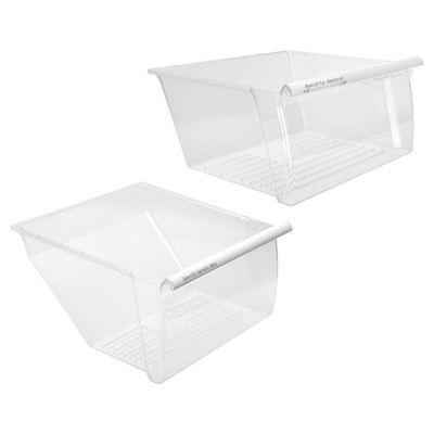 2PK Upgraded Refrigerator Crisper Drawers, Upper/Lower, w/ Humidity Control