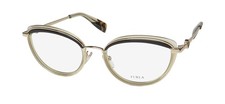 NEW FURLA VFU357 EYEGLASS FRAME WOMENS 54-18-135 CAT EYE GOLD PLASTIC 0300