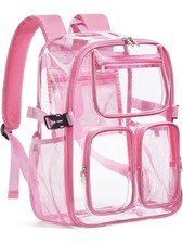 QOECI Clear Backpack for School, 17" Large Clear Bookbag with Reflective