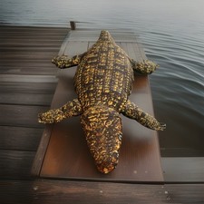 Large Plush Alligator Brown Yellow Stuffed Animal Toy 24-36" pillow