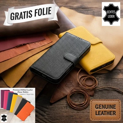 ECHT LEDER HANDYTASCHE SCHUTZ HÜLLE WALLET BOOK FLIP MAGNET ETUI CASE HANDYHÜLLE - Bild 1 von 4