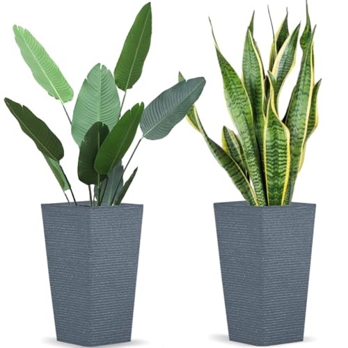 2 Pcs Pack Heavy Duty Plastic Resin 17 Inches Tall Tapered Small Dark Grey - Picture 2 of 7
