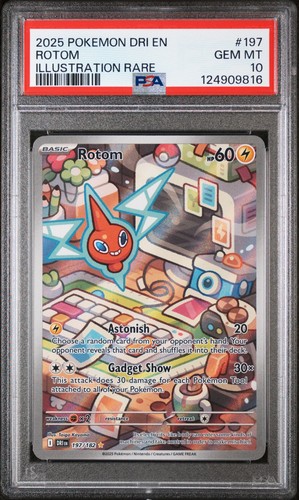 2025 POKEMON DRI EN-DESTINED RIVALS ILLUSTRAZIONE RARA #197 ROTOM PSA 10