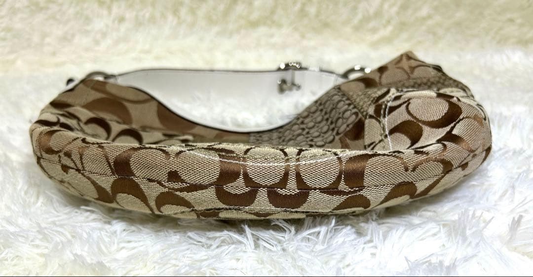 COACH Patchwork Crescent Shoulder Bag Brown Leath… - image 9