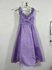 Vintage Victor Costa Dress Size 6 Small Purple Ruffle Bodice Formal Party Midi