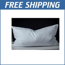 Extra Soft Cotton King Pillow with Goose Down Filling - Striped White Elegance