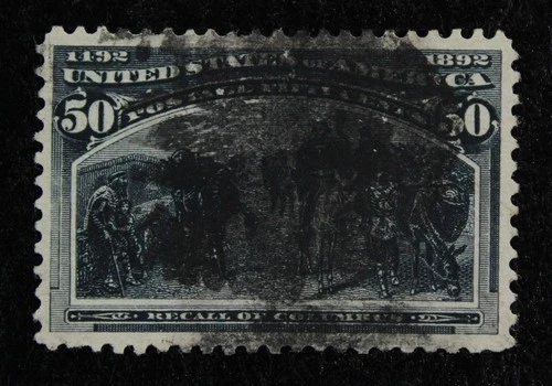 CKStamps: US Stamps Collection Scott#240 50c Columbian Used Sealed Tear