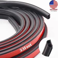 33Ft B-Shape Trim Rubber Strip Universal Car Door Edge Seal Hollow Weather-strip