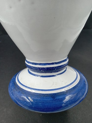 Vintage Clay Pottery Vase Portugal Blue & White Signed C. Vieira S Miguel Azores - Picture 7 of 12