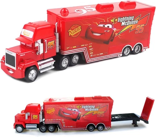 Disney Pixar Cars No.95 Lightening Mcqueen Hauler Truck + Mini Car 1:55 Diecast - Picture 14 of 15
