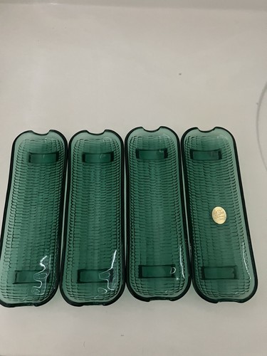 4 Vintage Indiana Glass Tiara Spruce Green Corn On Cob Dishes Holders MINT