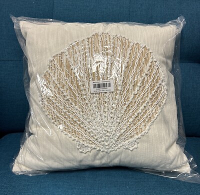Sonoma Goods for Life Ivory Shell Throw Pillow 18in X 18in New Sealed