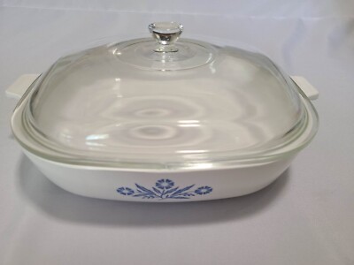 Vintage Corning Ware Blue Cornflower 10 Inch Casserole P-10-B A-31 Glass  Lid