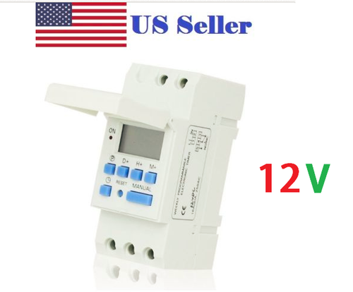 DC12V 16A Digital LCD DIN Programmable Weekly Rail Timer Time Relay ...