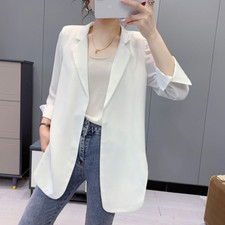 Chiffon Suit Woman Coat Loose Mid-length Suit Jacket Seven-point Sleeve Cardigan