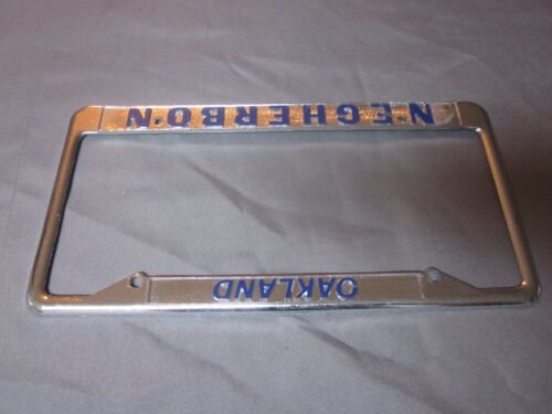 Vintage OAKLAND NEGHERBON lincoln mercury Metal LICENSE PLATE FRAME - Picture 6 of 7