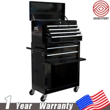 8-Drawer Rolling Tool Box Cart Tool Storage Cabinet Tool Chest with Wheels Black