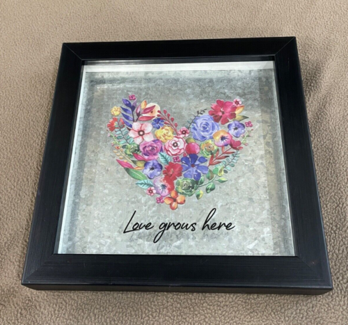 Small rustic colorful floral flower heart print wall home decor art country styl