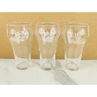 Coca Cola Coke Diet Clear Glass Bell Shaped 6" Drinking Tall Glasses 12oz Vtg x3