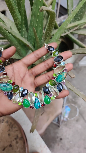 Natürliche Chrysokoll, Chalcedon, Iolith, Multi Stein Modeschmuck Halskette 1... - Video 1 von 1