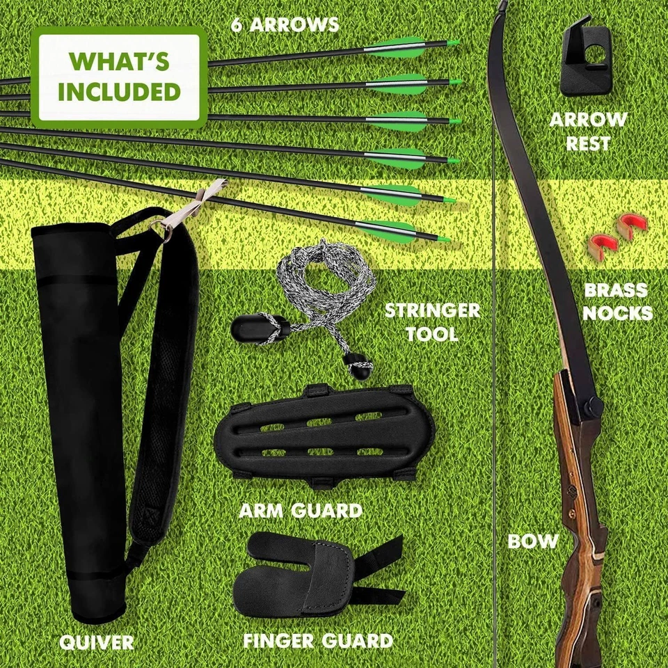 Samick Sage Takedown 62" Hunting Recurve Bow & Arrow 25-60lb Weight Right & Left - Image 4 of 4