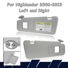L + R Sun Visor For 2008 2009 2010-2013 Toyota Highlander With Vanity Light Grey