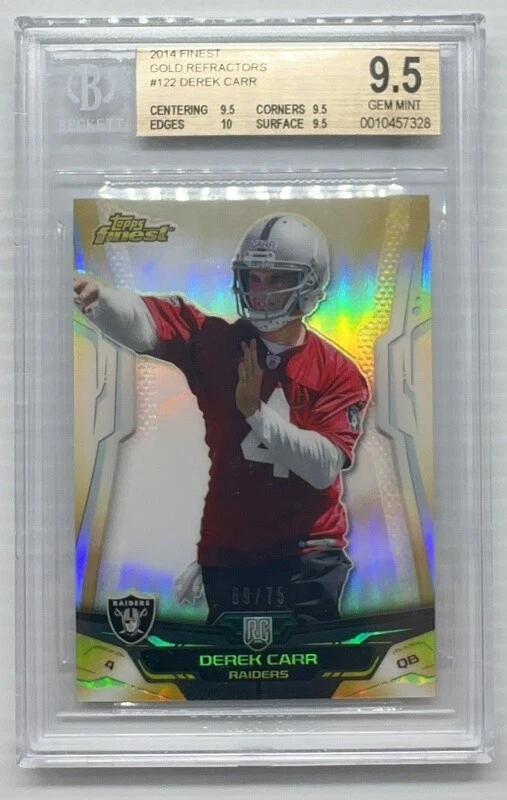 Derek Carr Finest #122 Gold Refractor