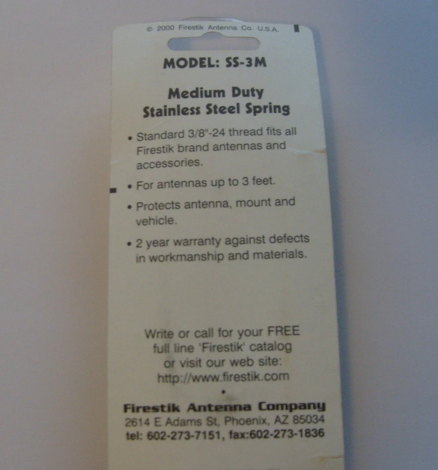 Firestik SS-3M Medium Duty Stainless Steel Spring for CB Antenna Mount USA made - image 2 of 3