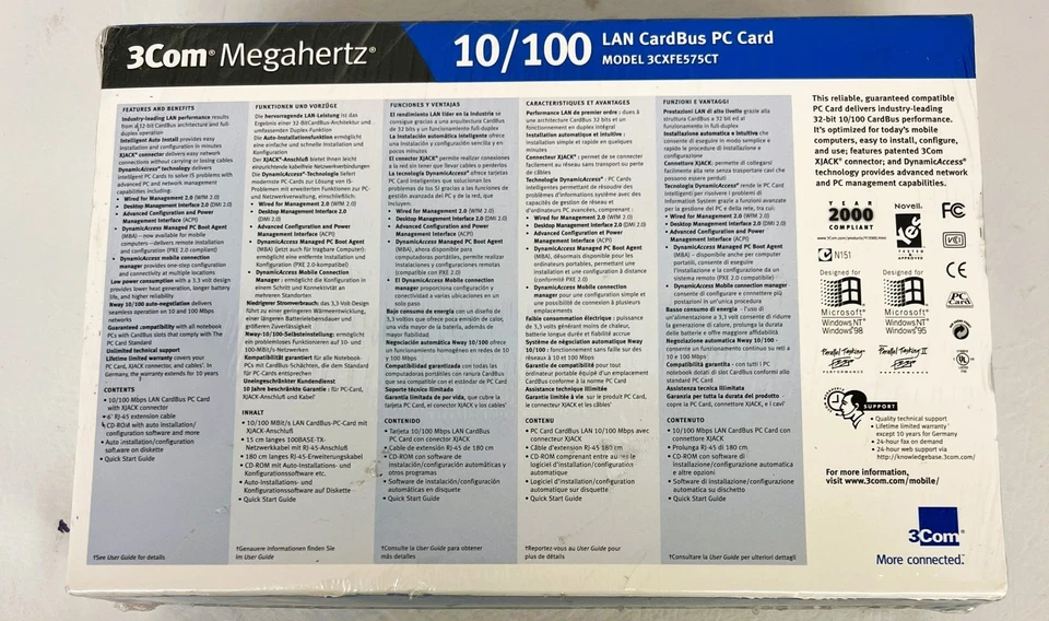 3Com Megahertz 10/100 LAN CardBus PC Card - 3CCFE575CT - New Sealed Box - Image 3 of 4