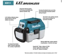 Makita XCV11 18V LXT 2-gallon brushless cordless wet/dry vacuum