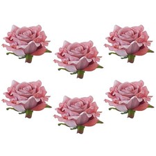 6 Pcs Artificial Pink Flowers Bulk 3.5 Inch Real Touch Silk Fake Roses