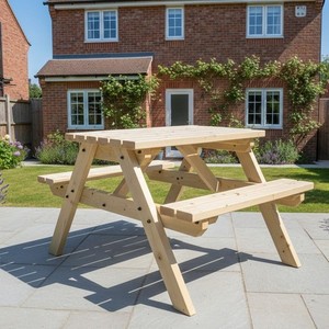 Picnic Table Garden Bench Outdoor Furniture Pub Patio Wooden Dining Set Treated