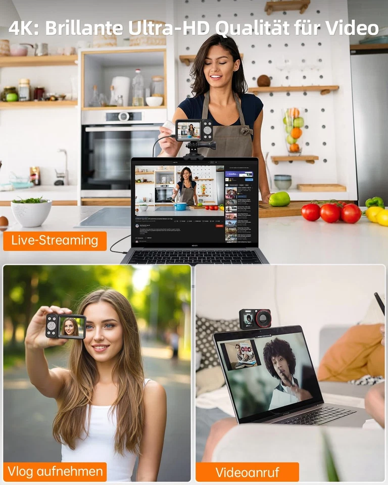 ROLLEI Compactline 64 Dual Screen Kompaktkamera 64 MP mit 4K schwarz - Bild 3 von 4